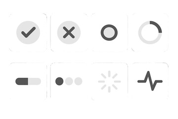 Various user interface icons displayed in a clean layout for design purposes