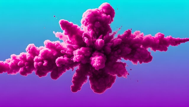 Vibrant Pink Smoke Explosion on Blue Purple Gradient Background