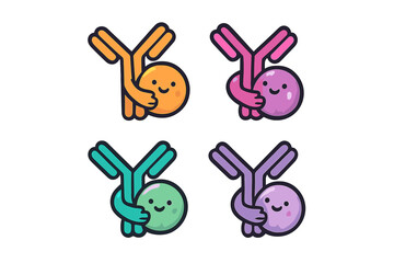 Colorful cartoon characters with playful poses in vibrant designs showcasing joy and creativity