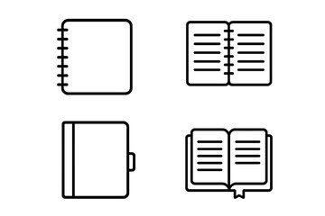 Various notebook designs featuring different shapes and styles displayed against a simple background