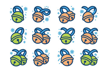 Colorful bell designs arranged in a fun pattern showcasing playful holiday spirit and excitement