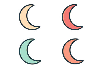 Obraz premium Colorful crescent moon shapes in various pastel tones arranged in a grid layout for decorative purposes