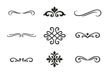 Elegant decorative flourishes in black design suitable for graphic projects and artistic layouts