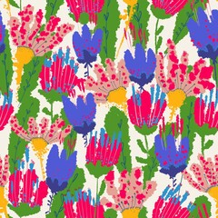 seamless pattern with colorful flowers