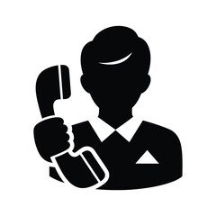 Black silhouette of a person holding a telephone receiver male