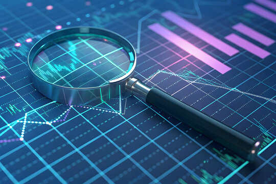 Digital Magnifier Over Neon Analytics