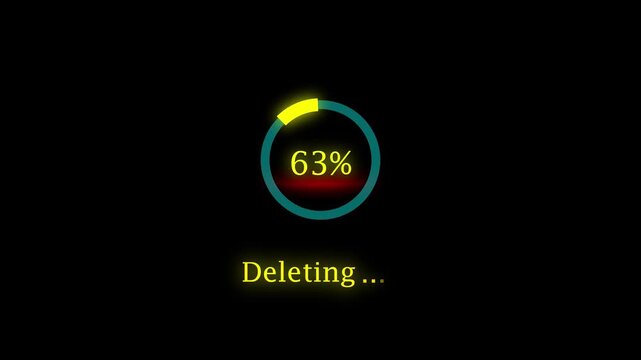 Abstract Deleting Circular Progress Loading Bar Motion Graphic animation from 0 to 100% completed. Analyzing Circular Progress Bar completed Technological HUD Progress Bar 4k  animation 