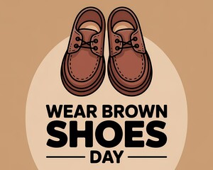 Illustration of brown leather shoes for wear brown shoes day celebration.