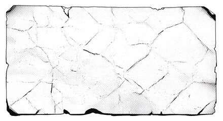 Obraz premium Crumpled halftone paper background with rough torn edges retro