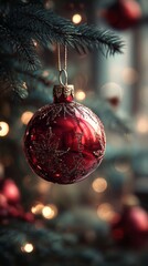 christmas ball red from a christmas tree