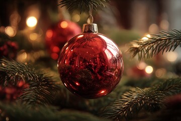 christmas ball red from a christmas tree