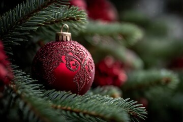 christmas ball red from a christmas tree