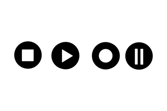 icone montage video - pause, play, enregistrement, pause