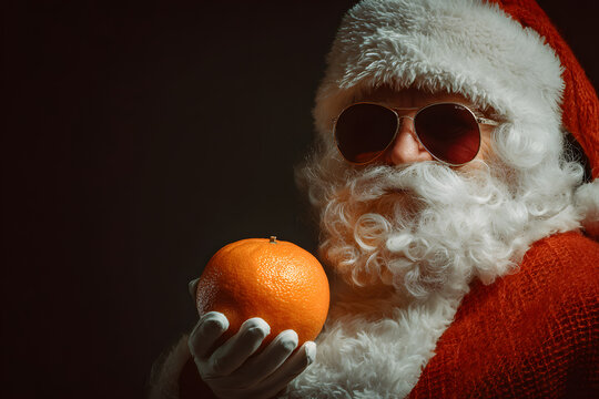 santa claus with orange on a gray background - Powered by Adobe