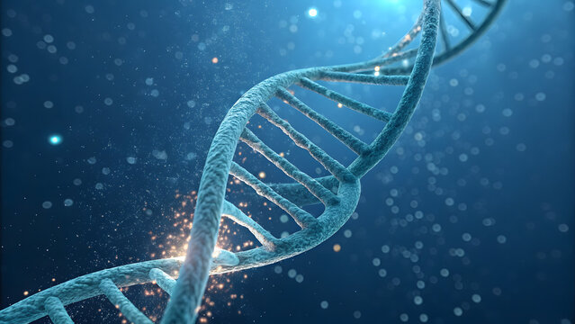 Glowing DNA Double Helix - Powered by Adobe