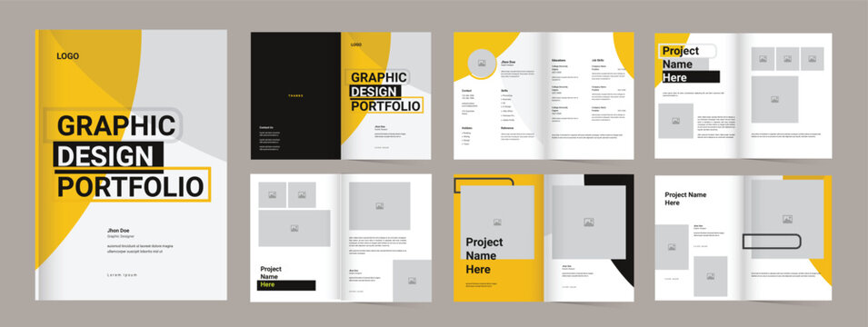 Modern Yellow and Black Graphic Design Portfolio Template Modern Professional Graphic Designer Portfolio Showcase