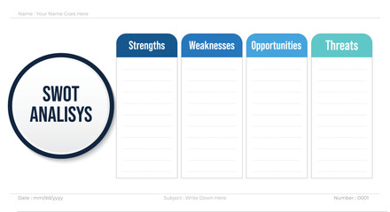 concept of SWOT analysis business strategy planning infographic template, with business opportunity table, Vector illustration