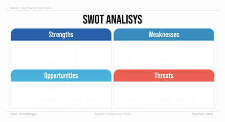 4 Table SWOT diagram business analysis strategy planning infographic template, success, goal, opportunity, Vector illustration