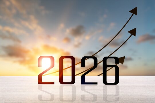Rising arrow business graph 2026 new year