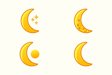set of crescent moon icons
