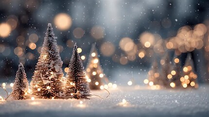 Soft Snowfall on Festive Pine Trees - Powered by Adobe