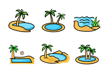 Oasis icon set illustration