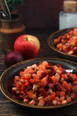 A bowl with traditional Rosolli salad, Finnish cuisine