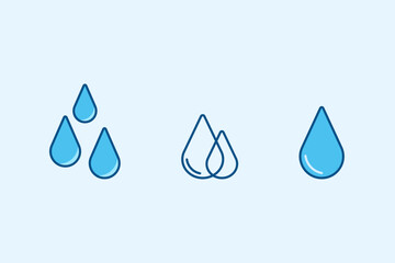 Rain drops icon illustration set