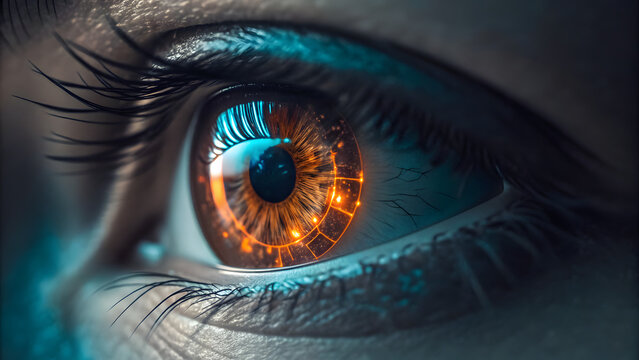 Macro Human Eye Cyber Code - Powered by Adobe