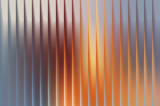 Dynamic abstract background featuring a vibrant gradient from warm orange to cool blue across sleek, reflective vertical stripes, evoking a sense of modern elegance and technological sophistication