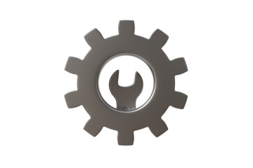 3d wrench in gear icon. settings maintenance concept. minimal cartoon repair configuration tools icon for app icon web banner. isolated on white background. 3d render.
