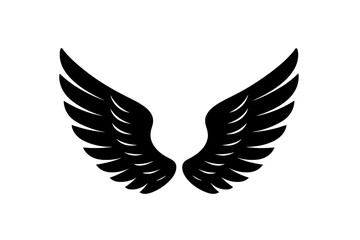 Stylized black wing design suitable for art, tattoos, or graphic projects displayed on a white background