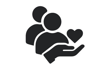 Two people and a hand offering love and support in a minimalistic design setting