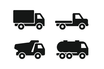 Various types of delivery and utility vehicles displayed in a silhouette design