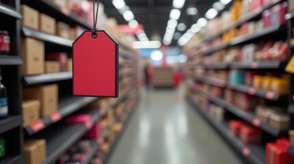 The black friday lowest price tag highlights affordable sleek electronic gadgets on the crowded shelf 
