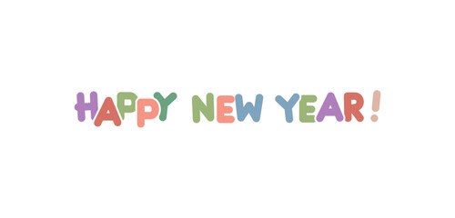 Cute Happy New Year Typography Vector