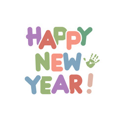 Cute Happy New Year Typography Vector