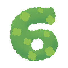 Green bush number six with leaves.