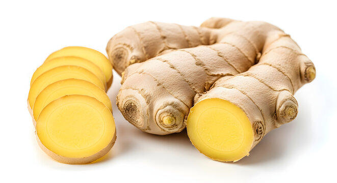 Fresh ginger root and slices for cooking and healthy lifestyle - Powered by Adobe
