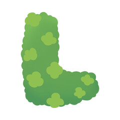 Green Bush Shaped Like Letter L.