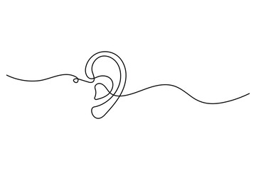 Continuous one line drawing of human ear minimal outline illustration
