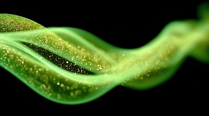 Green glitter wave flowing on black