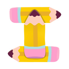 Letter I Made of Pencils.