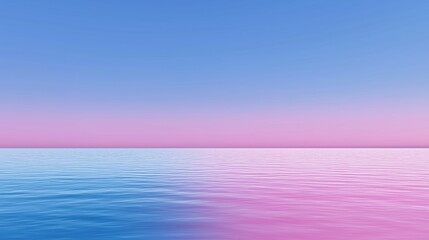 Serene ocean horizon at sunset with pink and blue sky reflection