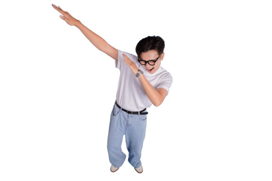 Playful Dab: An individual joyfully performs the dab, expressing contemporary celebration or humor.