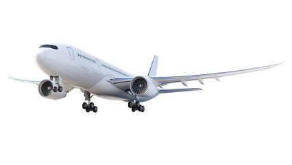 Obraz premium Airplane flying isolated on transparent background.