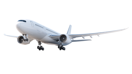 Airplane flying isolated on transparent background.