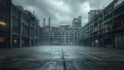 Industrial cityscape under a gloomy sky
