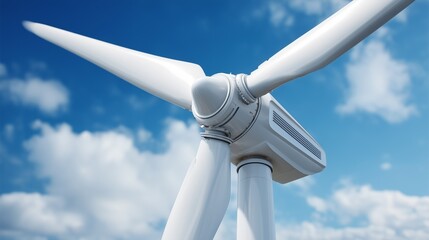 Wind turbine stands tall against a clear blue sky showcasing renewable energy innovation and sustainability efforts