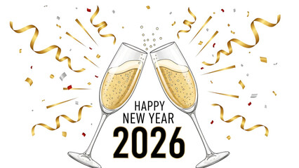 Sparkling Champagne Toast for a Festive Happy New Year 2026